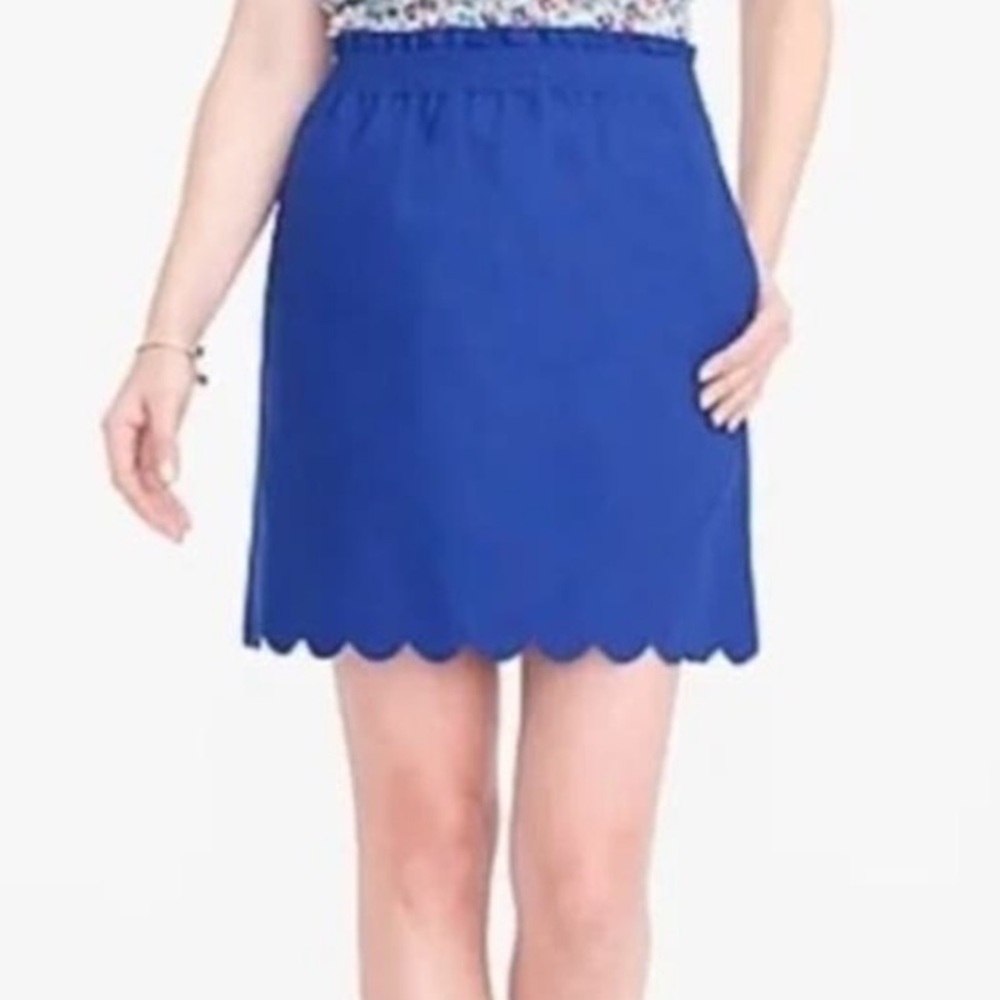 J Crew Blue A-Line Scalloped Hem Skirt